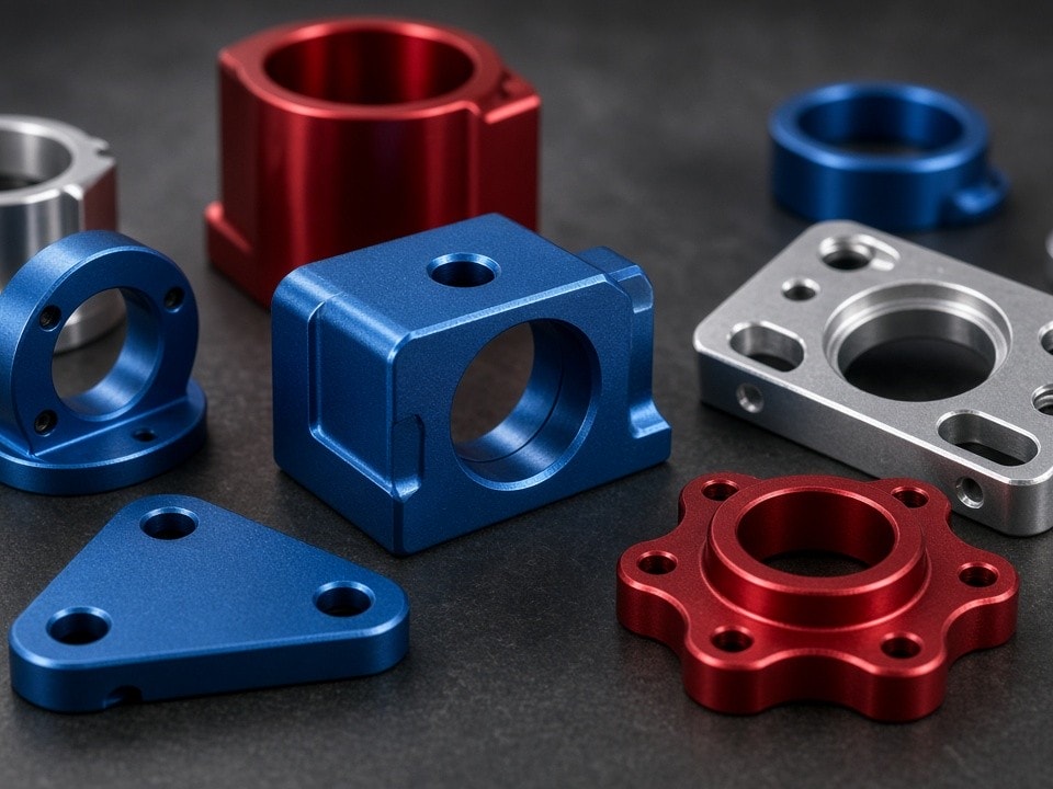 Eloxierte CNC-Aluminiumteile in verschiedenen Farben