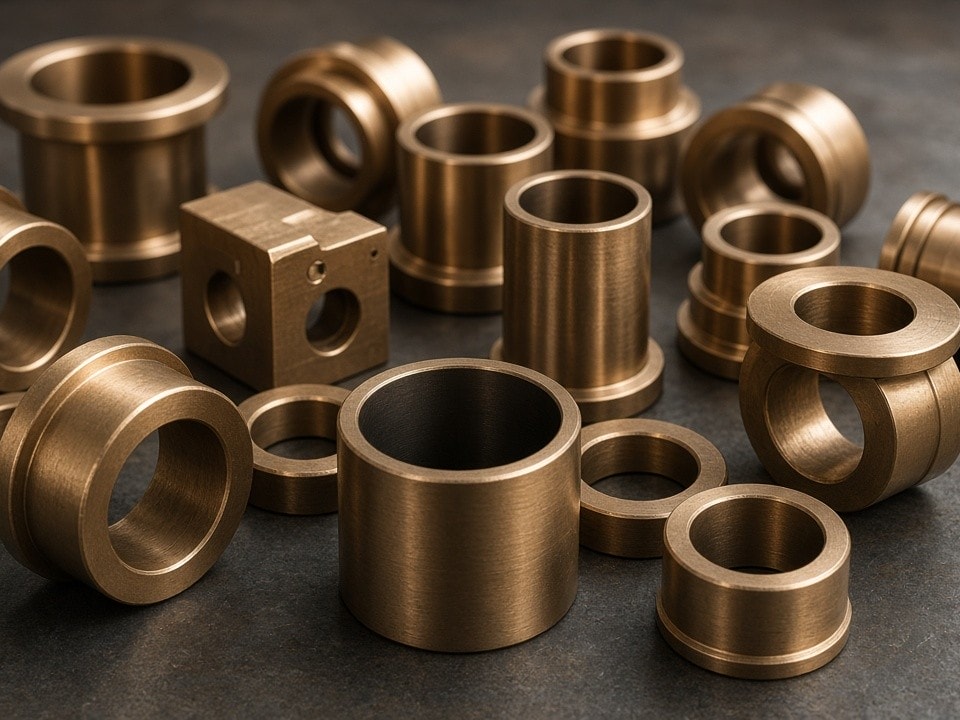 CNC-gefertigte Bronze-Bauteile wie Lagerbuchsen und Schneckenräder
