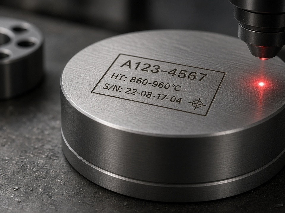 Laserbeschriftung auf industriellen Metallbauteilen