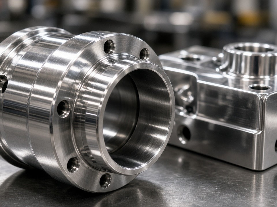 Präzisionspoliertes Metallbauteil mit hochglänzender Oberfläche